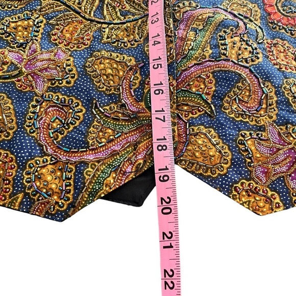 Vintage Match-Ups Cotton Batik Beaded Vest L - Picture 5 of 10